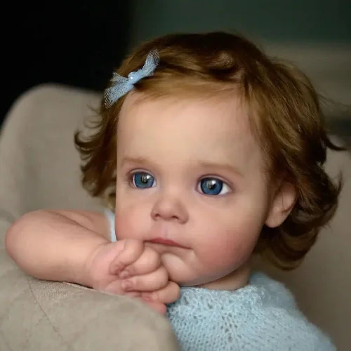 Vista 3 de Angelbaby Muñeca de bebé recién nacida de 24 pulgadas con pelo arraigado hecho a mano para niña, muñeca realista de silicona suave y realista
