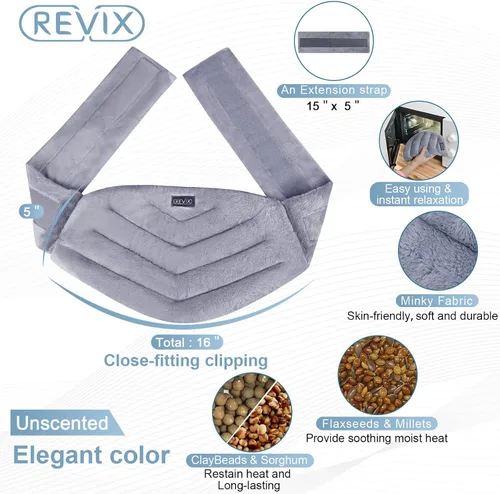 Vista 9 de REVIX Almohadilla térmica para microondas para cuello y hombros y almohadilla térmica para microondas para la espalda, envoltura de cuello calentada