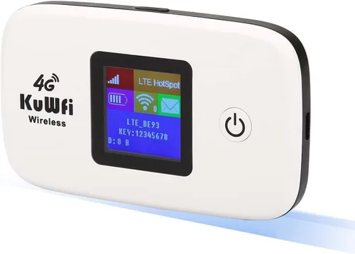 Vista 10 de KuWFi Hotspot WiFi portátil para exteriores, enrutador WiFi 4G LTE Cat7 con tarjeta SIM de datos de 2 GB (requiere itinerancia), batería de 3000