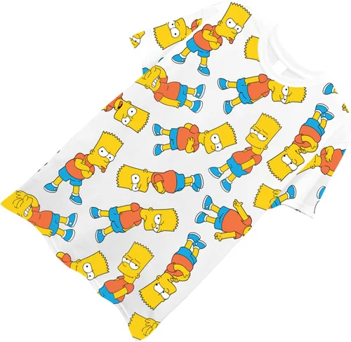 Vista 4 de The Simpsons Camiseta clásica de Bart Simpson Homer, Bart, Lisa Tee Allover para hombre