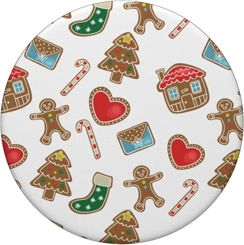 Vista 3 de Regalo de Navidad con patrón de jengibre para galletas de Navidad – PopSockets Grip y soporte para teléfonos y tabletas