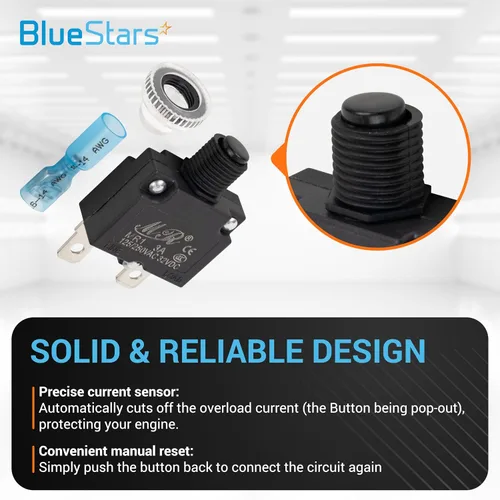 Vista 6 de BlueStars Paquete de 5 disyuntores térmicos de 3 amperios 125/250 V CA 32 V CC, protector de sobrecarga con botón de reinicio manual, terminales