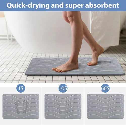 Vista 3 de Tapete de baño de piedra absorbente, tapete de ducha de tierra de diatomeas, tapete antideslizante de piedra de diatomita absorbente de agua