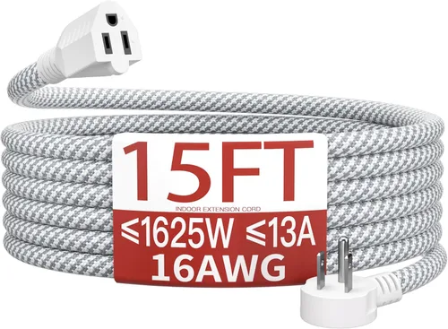 Vista 78 de Cable de extensión corto de 16/3 de 1 pie, cable de extensión negro flexible y duradero, cable de alimentación de 3 clavijas para interiores