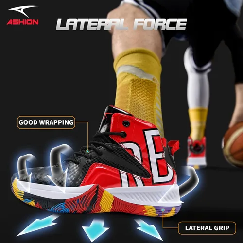 Vista 3 de ASHION Zapatos de baloncesto para hombre, ligeros, transpirables, antideslizantes, para correr, caminar