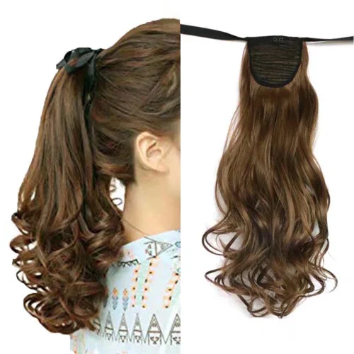Vista 20 de Extensiones de cabello sintético de 20 pulgadas, 3.17 oz, ondulado, rizado, resistente al calor, fibra sintética para mujer