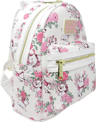Vista 2 de Loungefly Disney The Aristocats Marie - Mini mochila con estampado floral WDBK0335, blanco, rosado (WhitePink Multi), Moderno