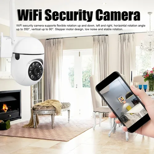 Vista 3 de 4 cámaras inalámbricas de 2 MP, compatible con WiFi de 2.4 GHz, sistema de vigilancia interior HD panorámico de 360°, cámara de monitoreo
