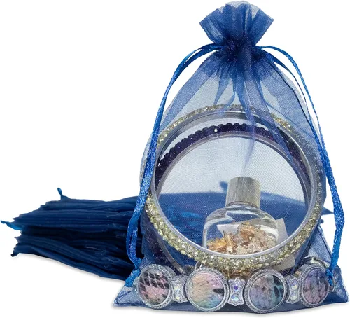 Vista 6 de TheDisplayGuys - Paquete de 48 bolsas de regalo de organza transparente negra de 2 x 2-3/4 pulgadas con cordón, bolsas de regalo para joyas, bolsas