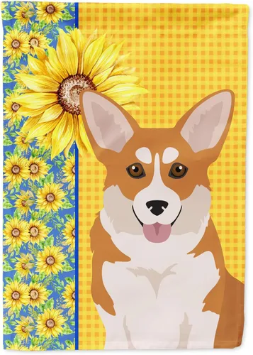 Vista 276 de Caroline's Treasures WDK5313GF Bandera de jardín con diseño de girasoles de verano, color negro y tostado, Airedale Terrier para buzón, bandera