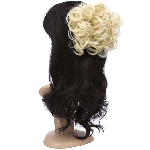 Vista 6 de Extensiones de moño de cabello rizado desordenado, moño updo, chignons fáciles de estirar, extensiones de cola de caballo