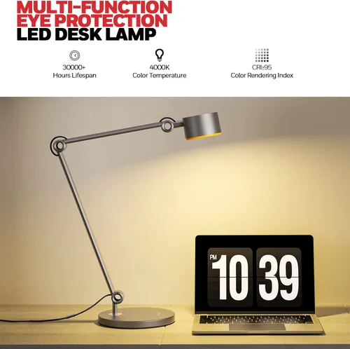 Vista 2 de Honeywell Lámpara LED de escritorio, 01A Sunturalux luz de escritorio para oficina en casa, 4000 K regulable para el cuidado de los ojos, lámpara