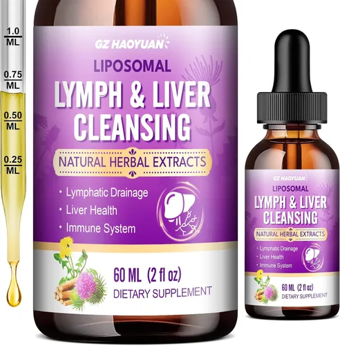 Vista 9 de Drenaje linfático - Gotas de desintoxicación y reparación de limpieza hepática, cardo liposomal, equinácea, alcachofa, diente de león, cúrcuma