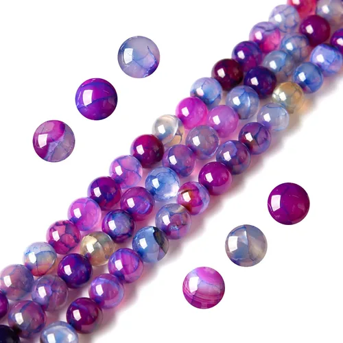 Vista 20 de 100 piezas de cuentas de ágata negra de 6 mm, cuentas naturales de piedras preciosas redondas sueltas para hacer joyas