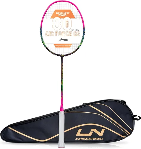 Vista 9 de Li-Ning Air Force 77 G2 - Raqueta de bádminton de fibra de carbono con cubierta completa