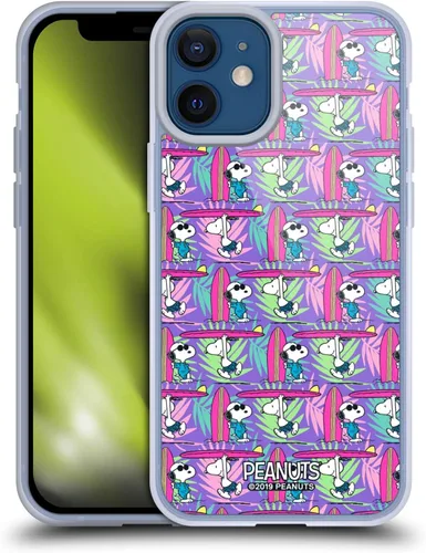 Vista 129 de Head Case Designs Funda de gel suave con licencia oficial de Peanuts Tropical Surf Snoopy Aloha Disco compatible con Apple iPhone 13 Mini Surf