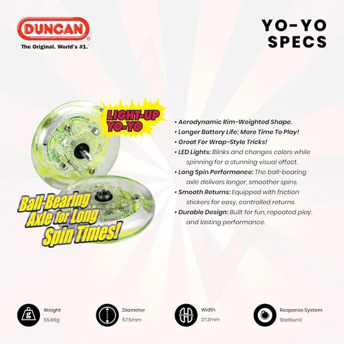 Vista 4 de Duncan Toys Pulse - Yoyó con luz LED de nivel intermedio con eje de rodamiento de bolas y luces LED, transparente/rojo, pequeño