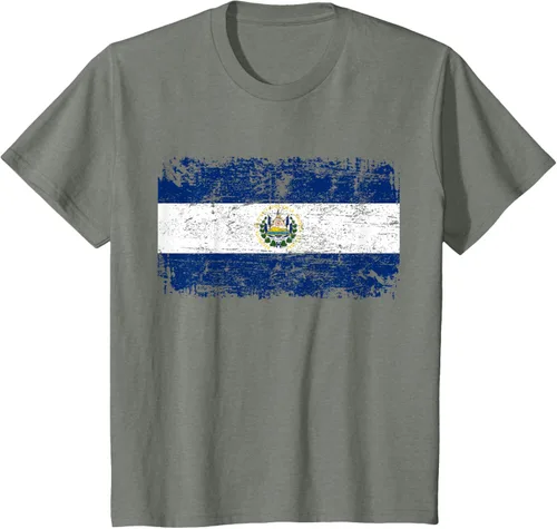 Vista 68 de EL SALVADOR Bandera Vintage Hombres Mujeres Niños Camiseta EL SALVADOR