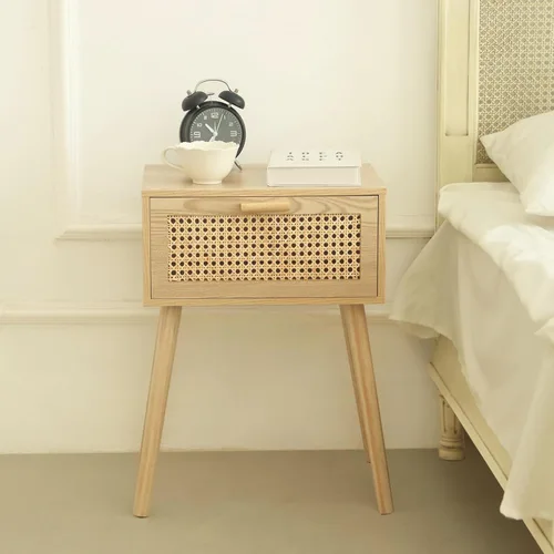 Vista 9 de AWASEN Mesita de noche negra, mesas auxiliares pequeñas para sala de estar, mesita de noche con cajón acanalado para dormitorio y espacio pequeño
