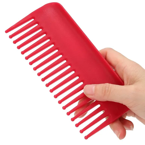 Vista 5 de Peines de dientes anchos, peine desenredante sin mango, peines para cabello húmedo y seco para salón de belleza y hogar (rojo)