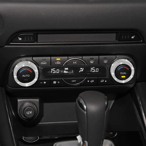 Vista 6 de TOMALL Fundas brillantes para perilla de aire acondicionado para automóvil compatibles con Mazda 3, 6, CX5, CX9, consola central, botón de aire