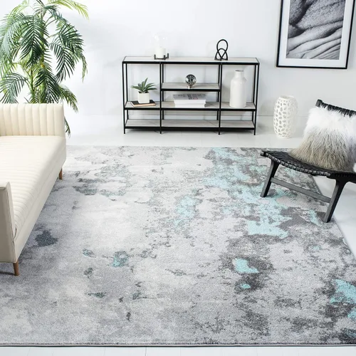 Vista 27 de SAFAVIEH Adirondack Collection - Alfombra decorativa, 2 pies 6 pulgadas x 4 pies, verde y gris, diseño abstracto moderno, no desprende pelusa