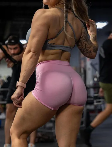 Vista 3 de Pantalones cortos de entrenamiento para mujer, sin costuras, cintura alta, amplifican el gimnasio, yoga, atléticos, pantalones cortos