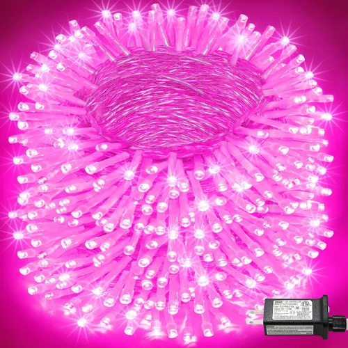 Vista 19 de Tira de 200 luces LED de 66 pies para exteriores, luces de Navidad conectables para interiores, cable transparente, impermeable, 8 modos de luces