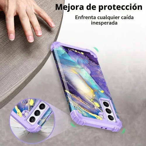Vista 6 de Rancase Funda para Galaxy S21 Plus 5G, tres capas de protección resistente a prueba de golpes de plástico duro + funda protectora de goma