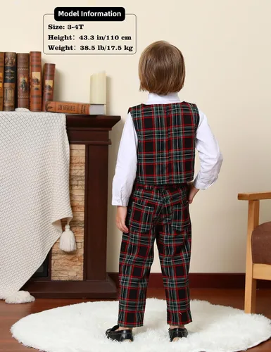 Vista 91 de A&J DESIGN Conjunto de traje de caballero para niños pequeños, 3 piezas, camisas, chaleco y pantalones