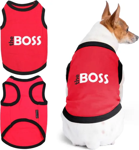 Vista 8 de Parisian Pet Camiseta para perro – Bordado 'All Bark No Bite ' 100% algodón, ropa para perros – Chaleco sin mangas para mascotas – Camisas lavables