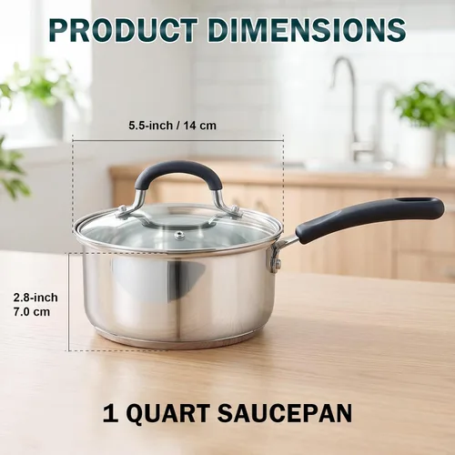 Vista 2 de Sartén para saltear con tapa Cook N Home, de acero inoxidable 10", Plateado