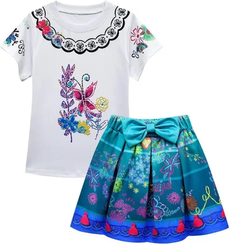 Vista 2 de Sztylong Mirabel Costumes For Girls Birthday Party Dress Up Printing Cosplay with Bag 3-12Y