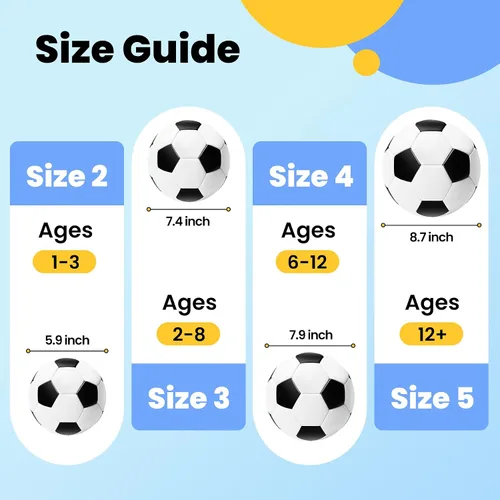 Vista 2 de INPODAK Balón de fútbol para niños pequeños, tamaño 3, pelotas clásicas en blanco y negro para niños de 2 a 8 años con bomba, bolsa de malla y caja
