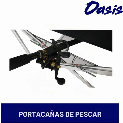 Vista 6 de Oasis Premium Director - Silla de pesca con soporte para caña, silla plegable de aluminio