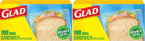 Vista 9 de Glad Bolsas de sándwich con cremallera para almacenamiento de alimentos, 100 unidades (el embalaje puede variar)