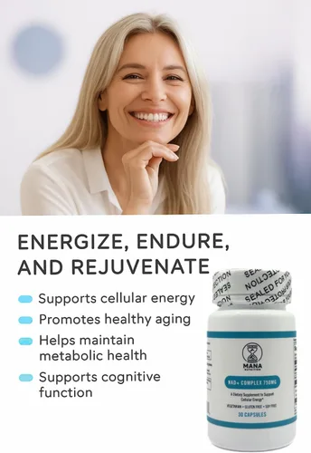 Vista 2 de Complejo NAD+ de 750 mg – con niacina y vitamina C – vegano, sin gluten, sin OMG – 30 cápsulas Cellular Energy, Healthy Aging & Mitochondrial