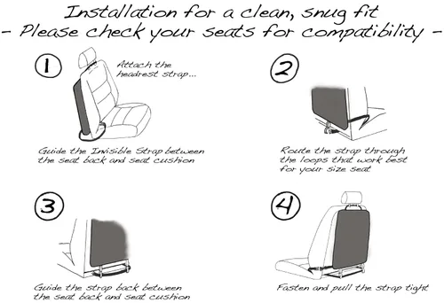 Vista 8 de Premium Clean-Edge Kick Mat, cobertor para asiento de auto con tiras invisibles y bordes rígidos, L, Negro