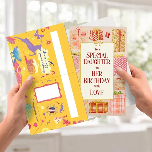 Vista 4 de Prime Greetings Tarjeta de cumpleaños para hija, hecha en Estados Unidos, tarjeta gruesa con sobre de primera calidad empaquetada en un correo