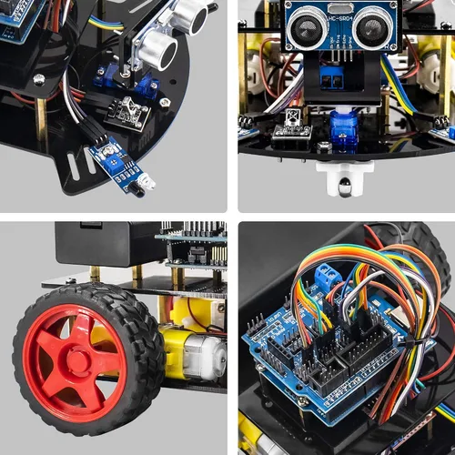 Vista 6 de Hosyond Kit de coche robot inteligente, coche de control remoto 2WD compatible con Arduino IDE con Tutorail