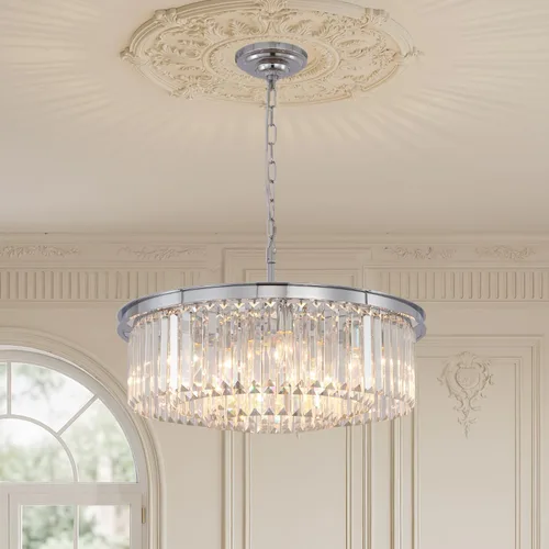 Vista 13 de Candelabro grande de cristal moderno de lujo, lámpara de techo colgante de oro antiguo para comedor, sala de estar, 12 luces, 3 niveles