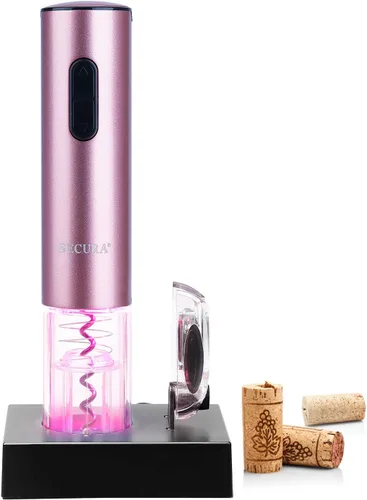 Vista 11 de Secura Abridor de vino eléctrico, sacacorchos eléctrico automático de botellas de vino con cortador de papel de aluminio, recargable (negro)