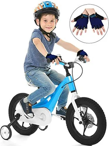 Vista 5 de 3 pares de guantes de medio dedo para niños guantes de deporte antideslizantes guantes de gel para niños ciclismo ciclismo