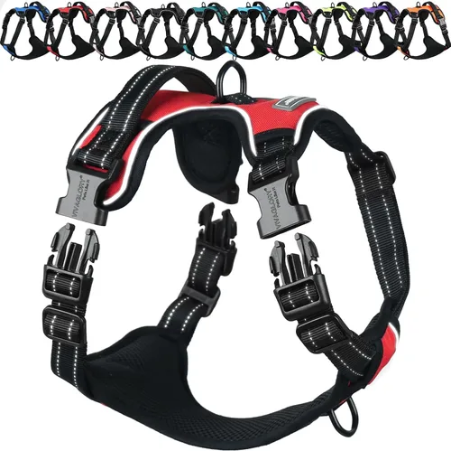Vista 21 de Vivaglory - Arnés de arnés para perro sin tirones, XS, color negro, estampado with Handle Front and Back Clip for Training & Pulling, No Pull &