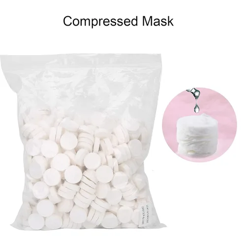 Vista 2 de Sonew 500pcs máscara comprimida desechable, algodón puro cuidado de la piel casero DIY máscara