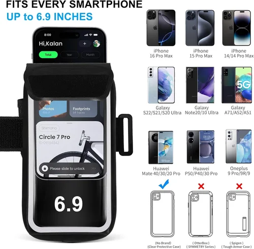 Vista 3 de Brazalete para correr en el antebrazo, resistente al sudor para correr, se adapta a teléfonos de 7 pulgadas Armband cell phone holder with Card