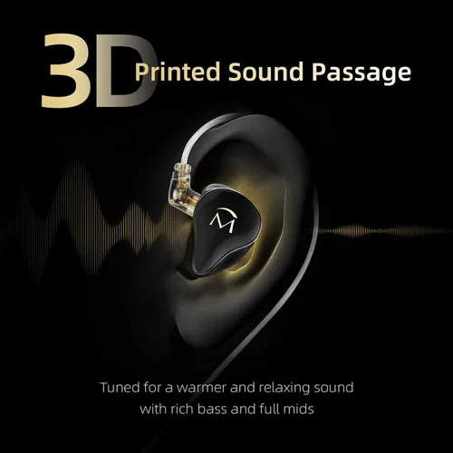 Vista 4 de SHANLING Auriculares intrauditivos Music1, controlador dinámico de 0.354 in, auriculares IEM con controles de micrófono y reproducción, auriculares