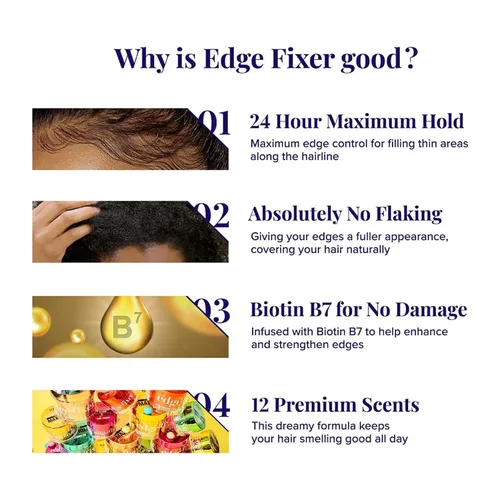 Vista 3 de Red by Kiss Edge Fixer - Gel para el cabello con infusión de biotina B7 de 24 horas, sin descamación