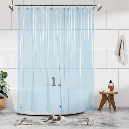 Vista 84 de Barossa Design - Forro de cortina estrecho de PEVA para ducha, con 3 imanes, impermeable, para cabina de baño pequeña, sin PVC, ojales metálicos