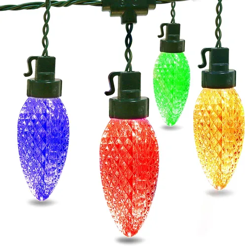 Vista 4 de AWQ Cadena de luces para exteriores de 35 pies de 3.9 pulgadas, luz de cono de pino súper grande, inastillable e impermeable, luz decorativa